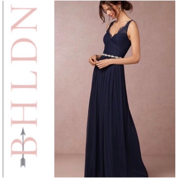 BHLDN Dresses & Skirts - Anthropologie BHLDN Fleur Hitherto Sz 12 Navy Midnight Formal Full Length Dress